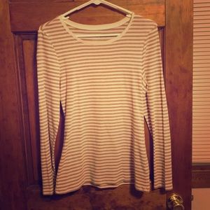 Cream & tan stripped long-sleeve shirt